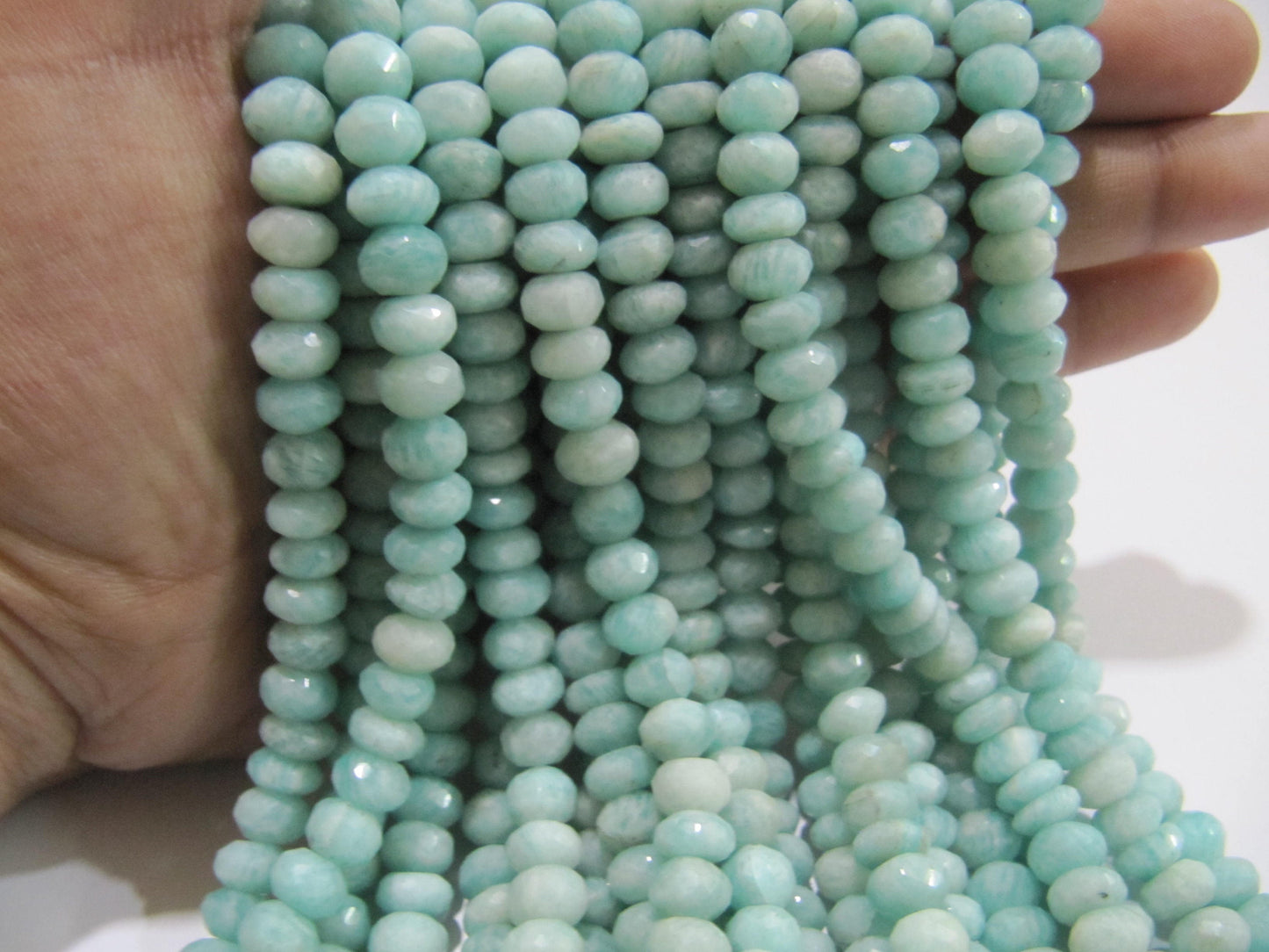 Natural Amazonite Rondelle Faceted 7-8mm Gemstone Beads Strand 13 inch long High Quality Wholesale Prices Jewelry making gemstone beads