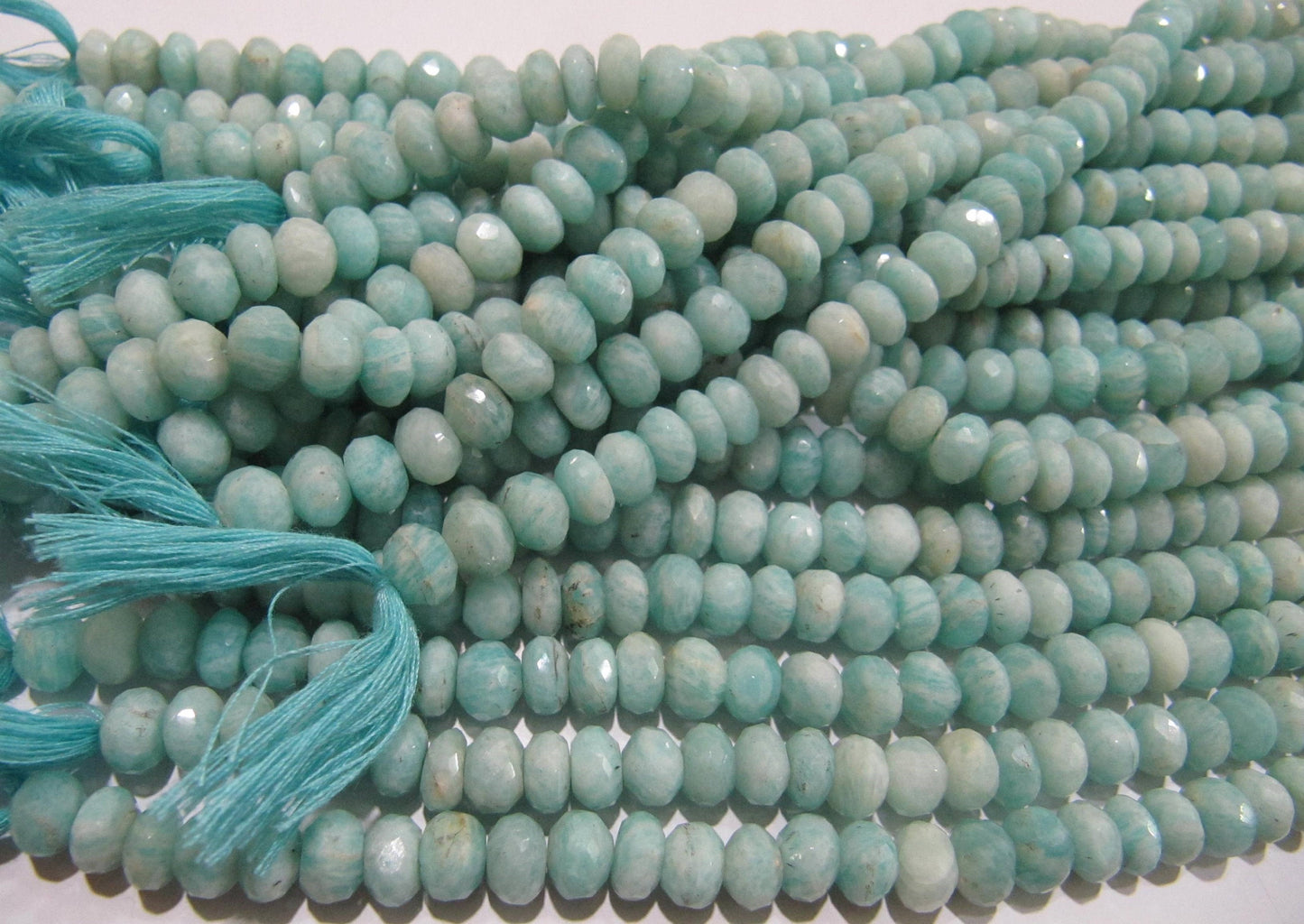 Natural Amazonite Rondelle Faceted 7-8mm Gemstone Beads Strand 13 inch long High Quality Wholesale Prices Jewelry making gemstone beads