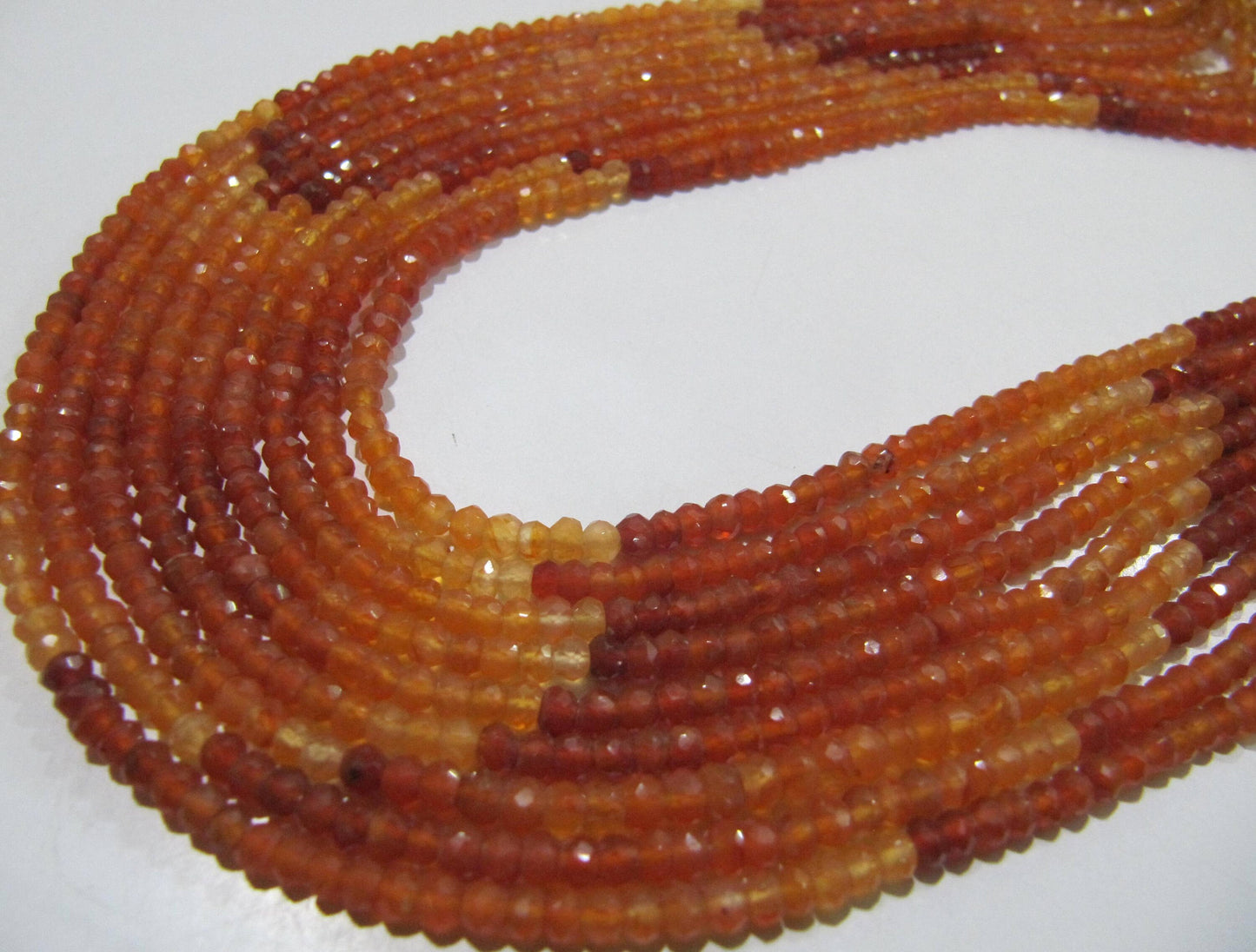 Natural Carnelian Shaded Rondelle Faceted 3-4mm Gemstone Beads Strand 14 inches long Top Quality Wholesale Prices Jewelry making gemstone