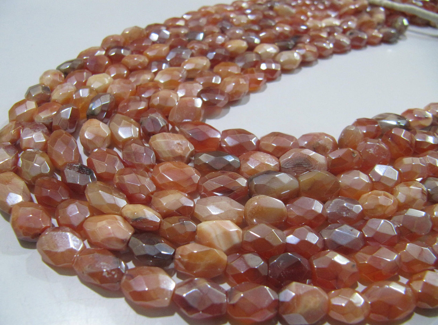 Natural Carnelian Oval Shape Faceted Sliver AB Mystic Coated 6x9mm Gemstone Beads Strand 13 inches long Top Quality Wholesale Prices
