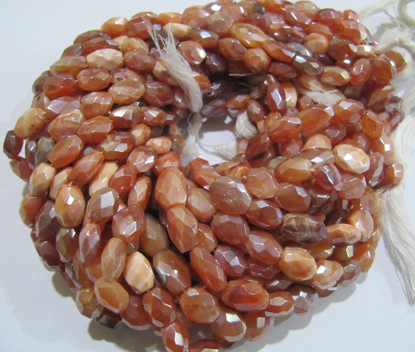 Natural Carnelian Oval Shape Faceted Sliver AB Mystic Coated 6x9mm Gemstone Beads Strand 13 inches long Top Quality Wholesale Prices