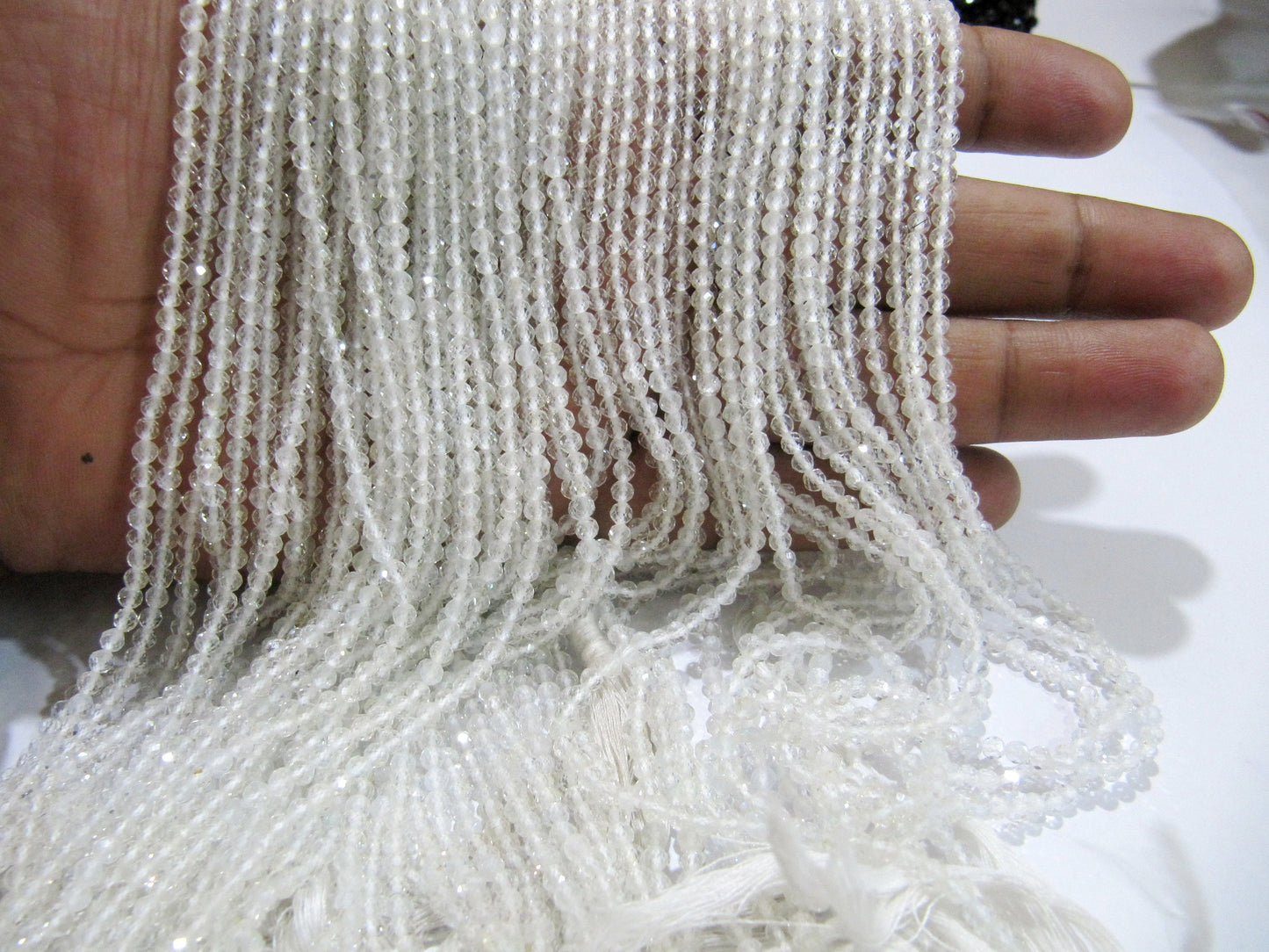 Natural White Topaz Rondelle Faceted Gemstone Beads 3mm Strand 13 inches long High Quality Wholesale Prices Jewelry making gemstone beads