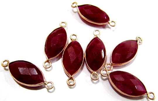 Ruby Marquise Shape 9x15mm Briolette Connectors Double Loop Bezel Charms Jewelry Marquise Shape Briolette Connectors sold per piece