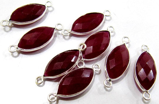 Ruby Marquise Shape 9x15mm Briolette Connectors Double Loop Bezel Charms Jewelry Marquise Shape Briolette Connectors sold per piece