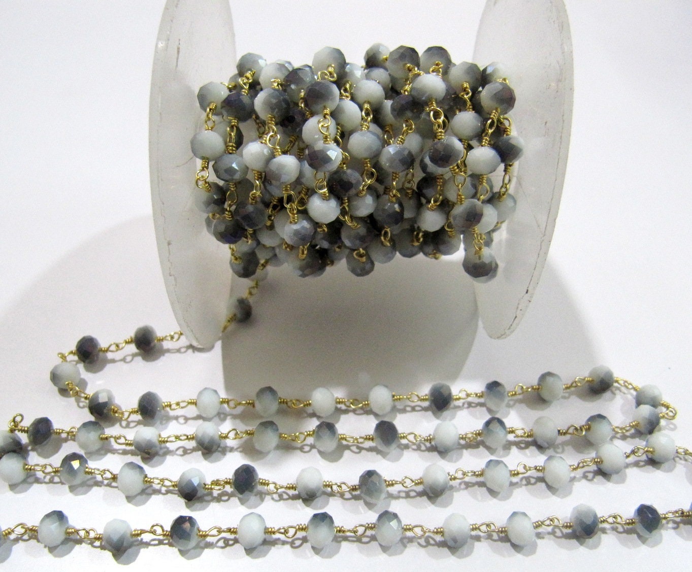 Shaded Grey Moonstone Rondelle 6 mm Briolette Faceted Beaded Rosary Chain Sold Per Foot High Quality Wholesale Prices Jewelry making chain