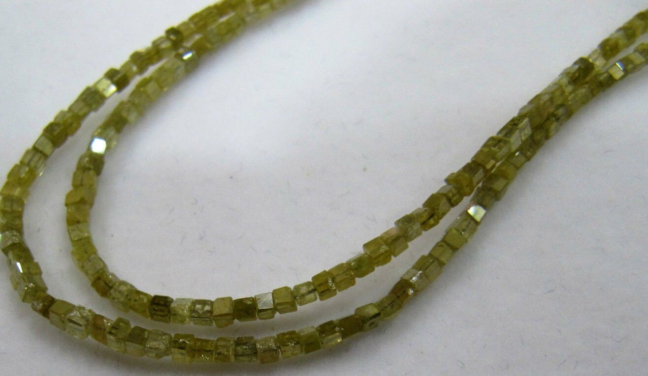 Natural Yellow Diamond Cube Beads Diamond Box shape Bead Certified Diamond 1.50 to 2mm Strand 4 inches Long approx 4 ct weight