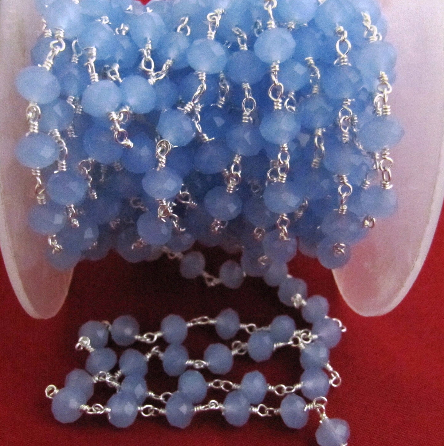 3- Feet Blue Chalcedony Rondelle 6mm Hydro Quartz Faceted Beaded Rosary Chain High Quality Wholesale Price Jewelry making chain