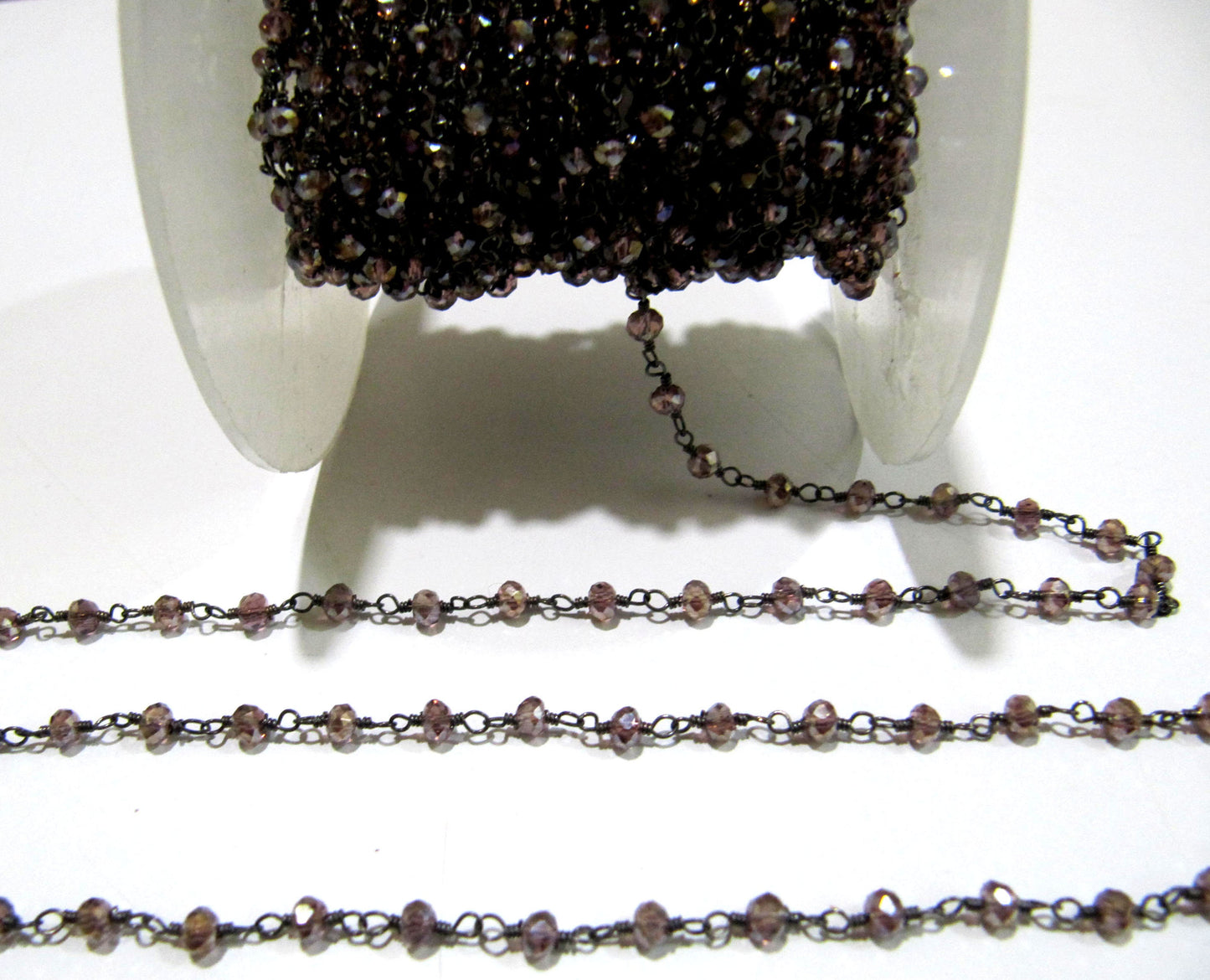 3 Feet Garnet Hydro Quartz Mystic Coated Rondelle Faceted 3-4mm Beaded Rosary Chain High Quality Wholesale Price Jewelry making chain