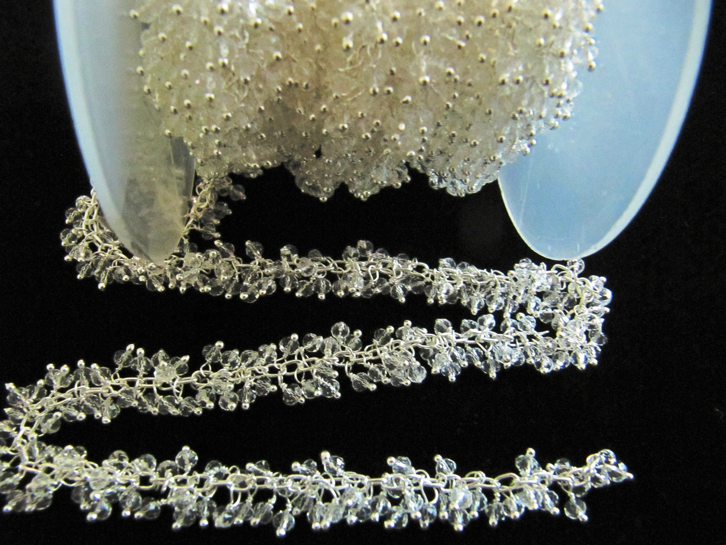 1 Foot Clear Quartz Grape Rondelle Faceted Beaded Hydro Quartz Crystal Quartz Rosary Bead Chain Wholesale Price