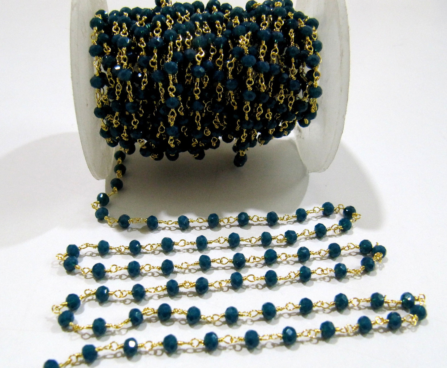 3 Ft-Neon Apatite Rondelle Faceted Beaded 3-4mm Size Hyro Quartz Apatite Bead Rosary Chain Wholesale Prices Jewelry Making gemstone chain