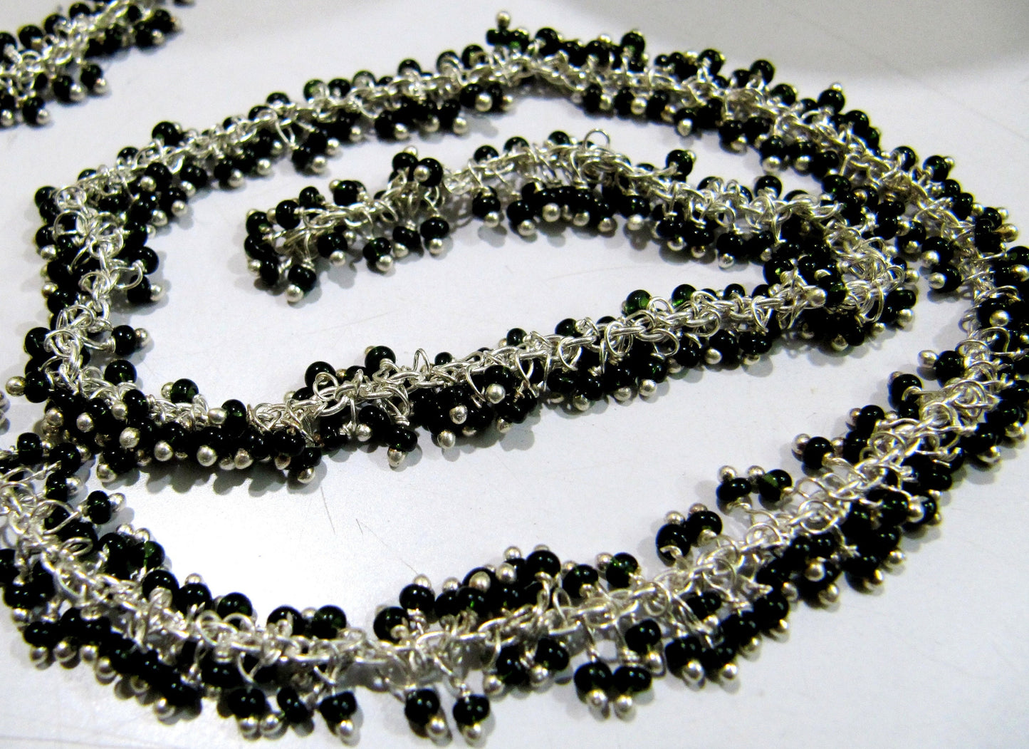 Black Spinel Rondelle Plain Smooth 2mm Beads Chain Grape Beaded Cluster Dangling Chain Wholesale Price Gemstone chain sold per foot
