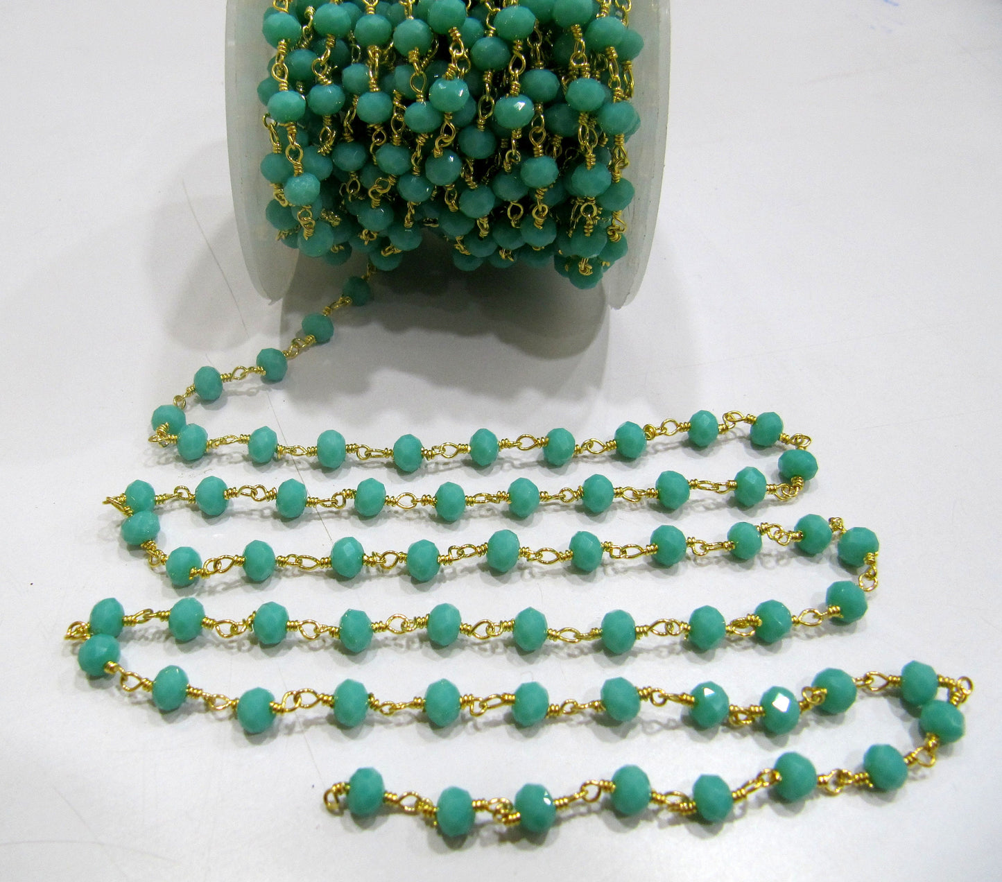 3 Feet- Amazonite Hydro Quartz Rondelle Faceted Beaded Chain 6mm Size Hydro Quartz Bead Wholesale Prices Crystal Handmade chain