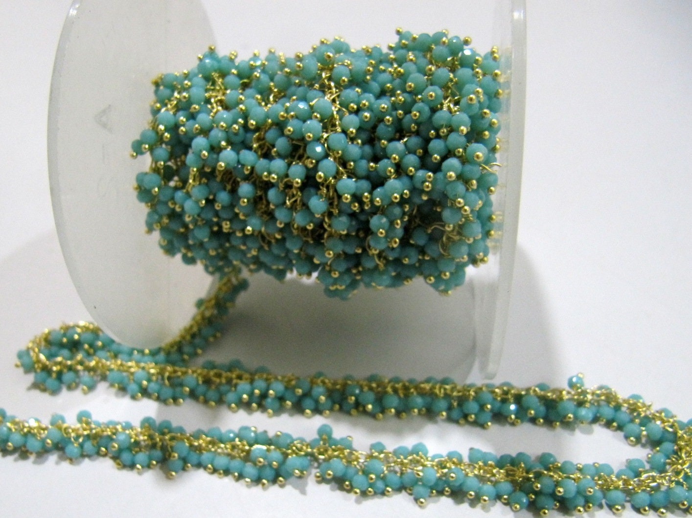 1- Foot Amazonite Grape Chain Rondelle 2mm Faceted Beaded Grape Cluster Chain Amazonite Bead Chain Wholesale Price gemstone chain