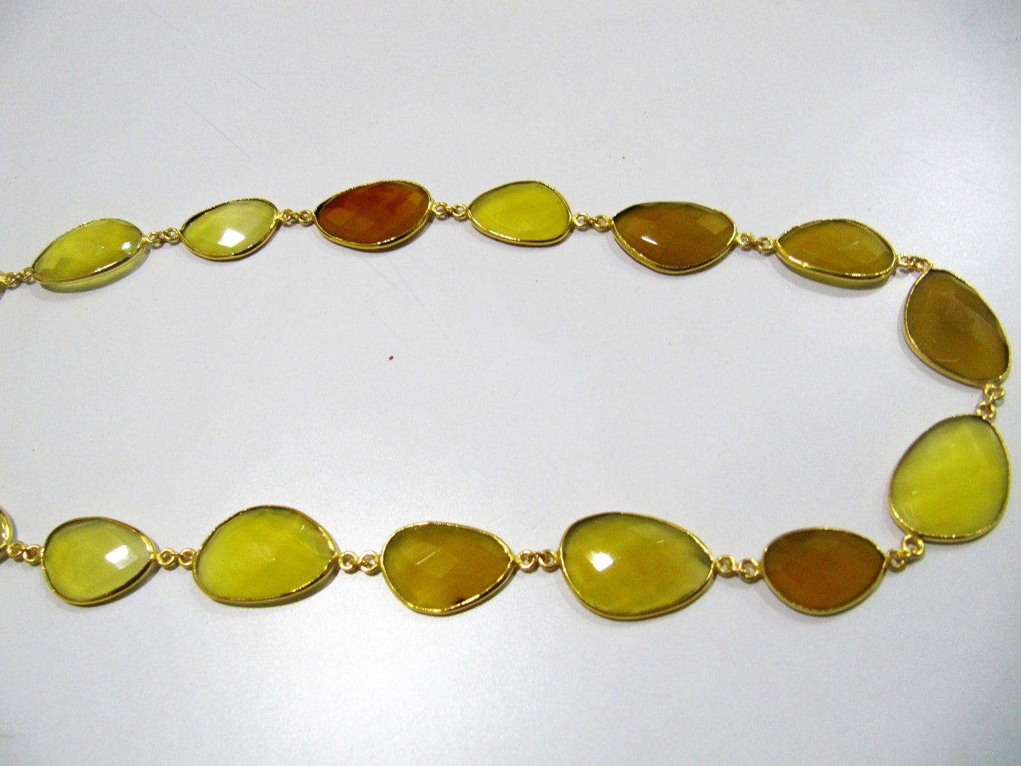 Natural Yellow Chalcedony Free Shape Briolette Faceted Bezel Connector Chain 15x25mm Sold Per Foot High Quality Bead Wholesale price