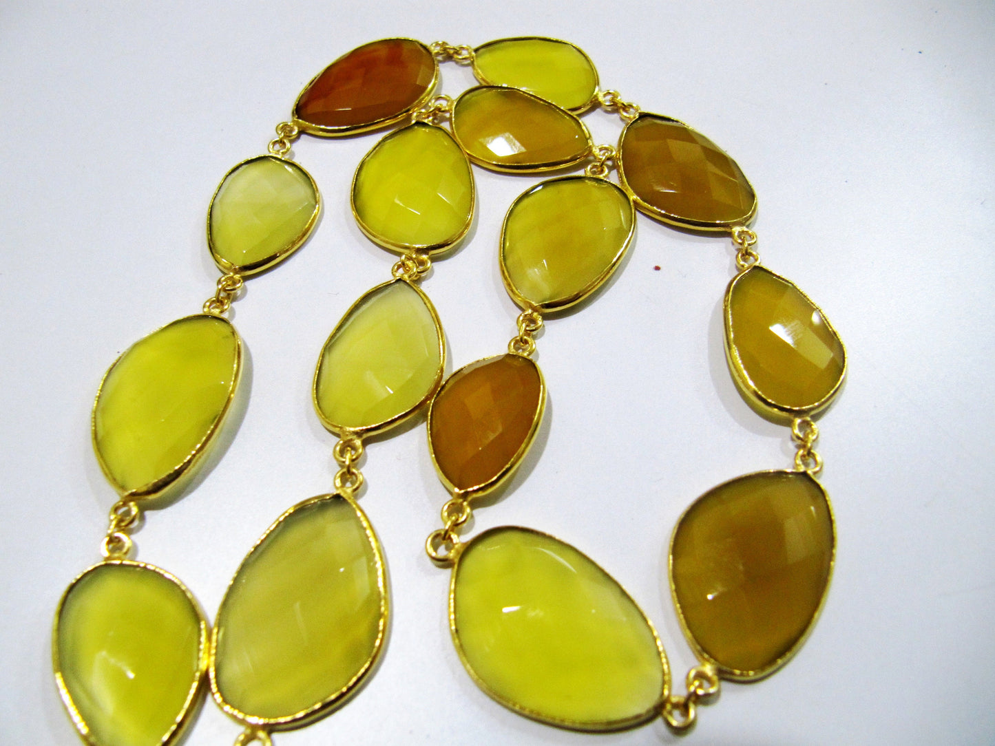 Natural Yellow Chalcedony Free Shape Briolette Faceted Bezel Connector Chain 15x25mm Sold Per Foot High Quality Bead Wholesale price