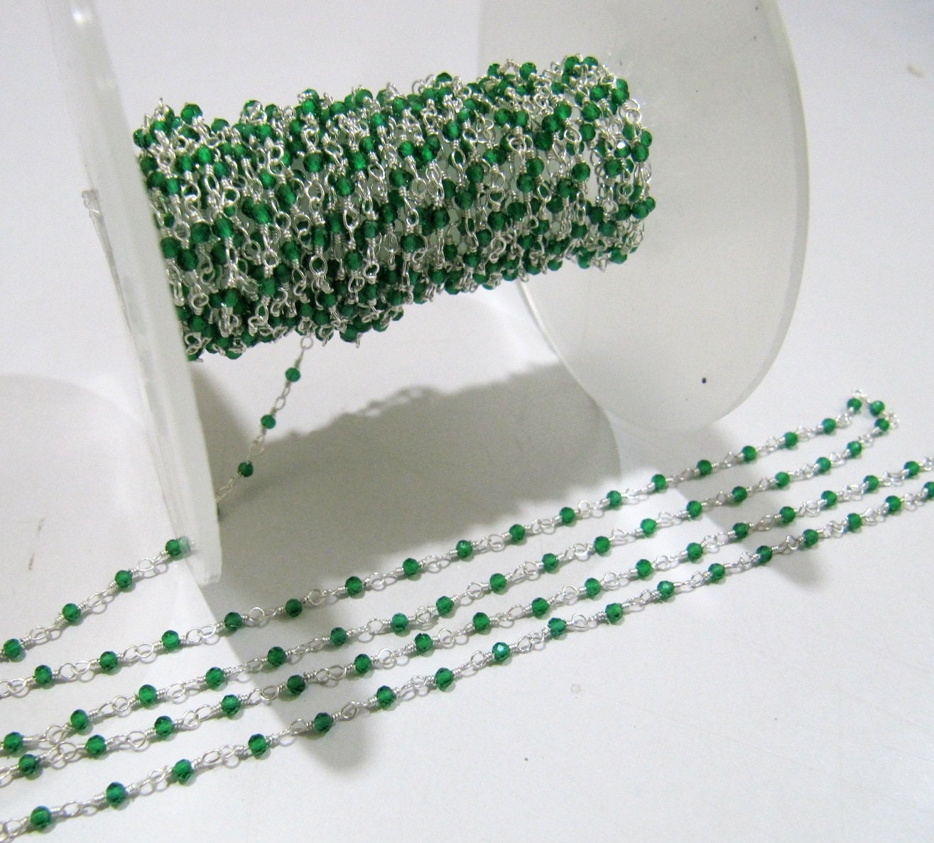 3 Ft-Fancy Emerald Quartz Rondelle Size 2mm Faceted Beaded Rosary Chain Top Quality Wholesale Jewelry Making Handmade chain