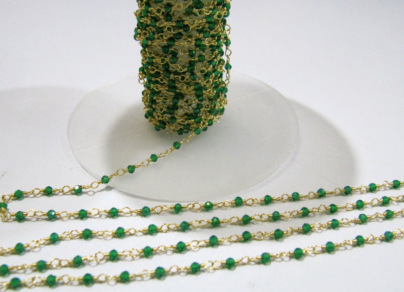 3 Ft-Fancy Emerald Quartz Rondelle Size 2mm Faceted Beaded Rosary Chain Top Quality Wholesale Jewelry Making Handmade chain