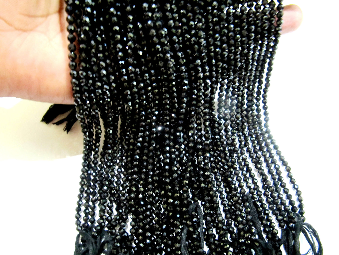 Natural Black Spinel Rondelle Faceted Beads 4mm Strand 13 inches Long Wholesale Prices Jewelry Making Gemstone Beads