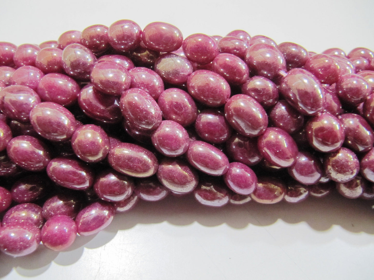 Dyed Ruby Quartz Oval Plain Smooth Beads 8 to 10mm Strand 8inch long Beads Wholesale prices jewelry making Quartz Beads