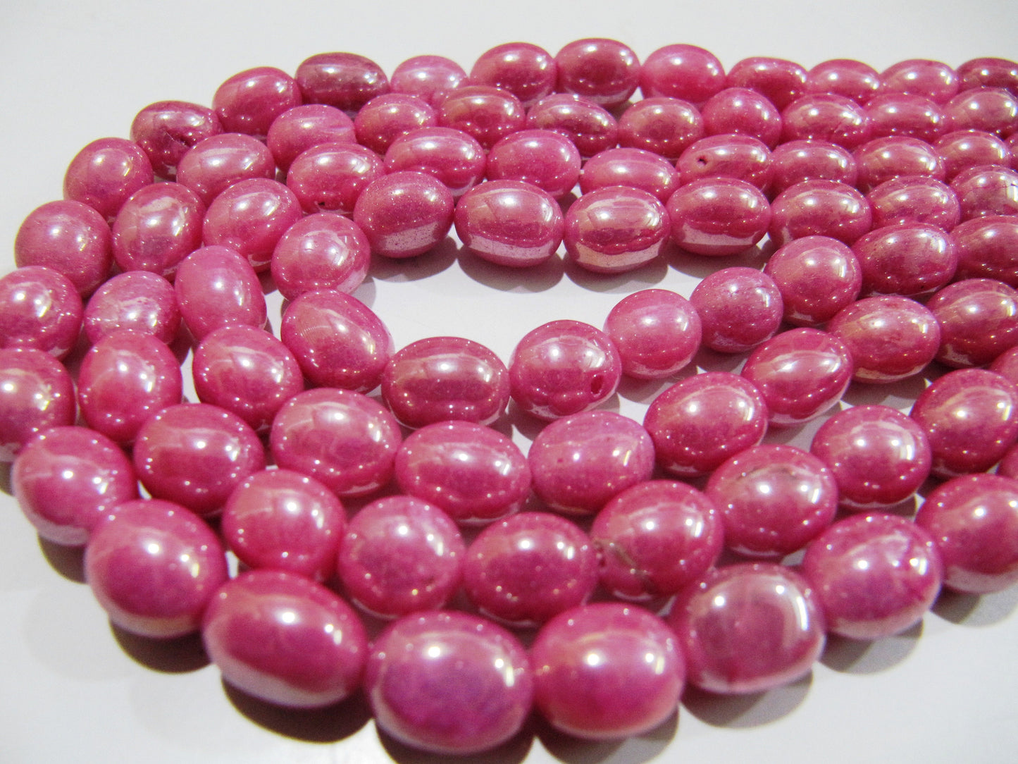 Pink Quartz Oval Plain Smooth Beads 8 to 10mm Strand 8inch long Beads Wholesale prices jewelry making Dyed Gemstone Quartz Beads