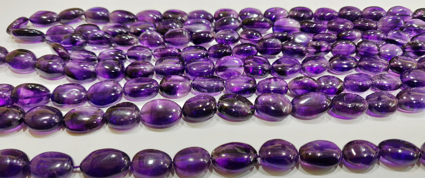 Natural African Amethyst Oval Plain Smooth Beads 8x10mm Strand 8 inch long Top Quality Beads Wholesale prices jewelry making gemstone Beads