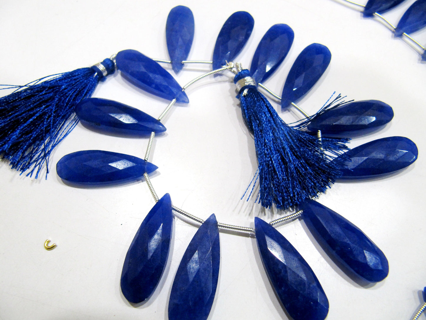 Blue Sapphire Long Pear Heart Shape Briolette Faceted Beads Size 10x30mm Long Sapphire Sold per strand 8 inches long