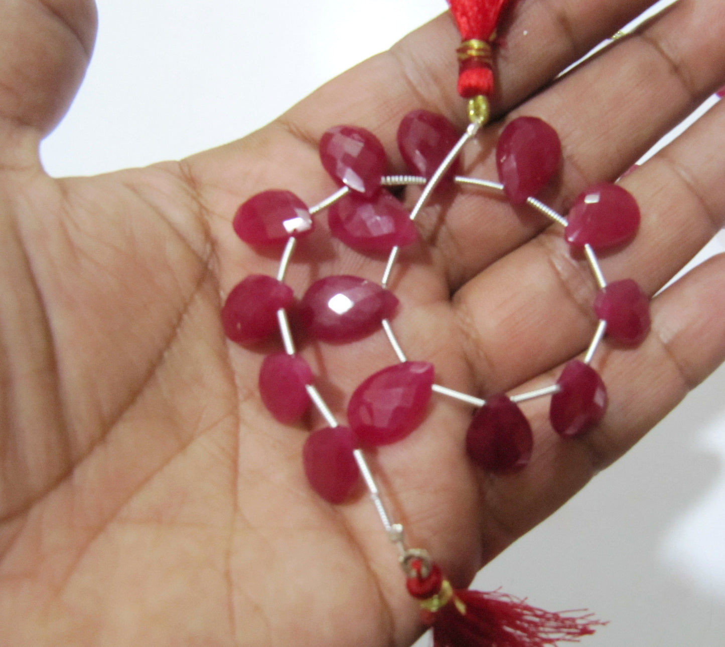 Ruby Pear Heart Shape Briolette Faceted Beads Size 10x15mm Sold per strand 8 inches long Jewelry Making Gemstone Beads