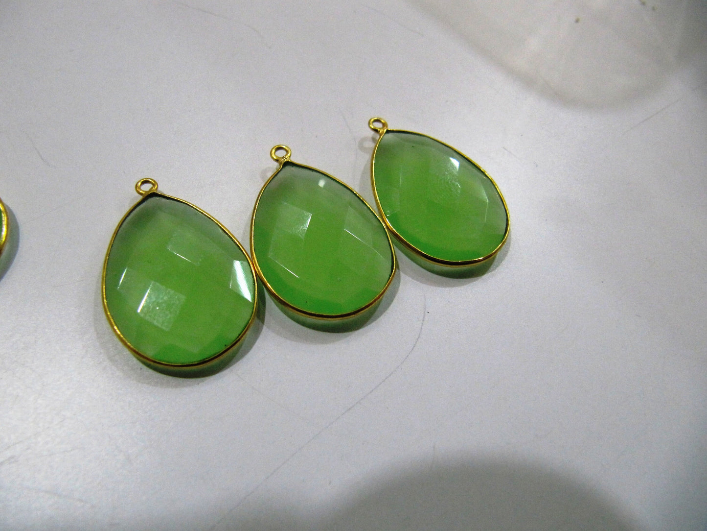 Green Chalcedony Pear Shape 18x25mm Briolette Bezels Connectors charms Green Hydro Quartz Single Loop Pendant sold per piece