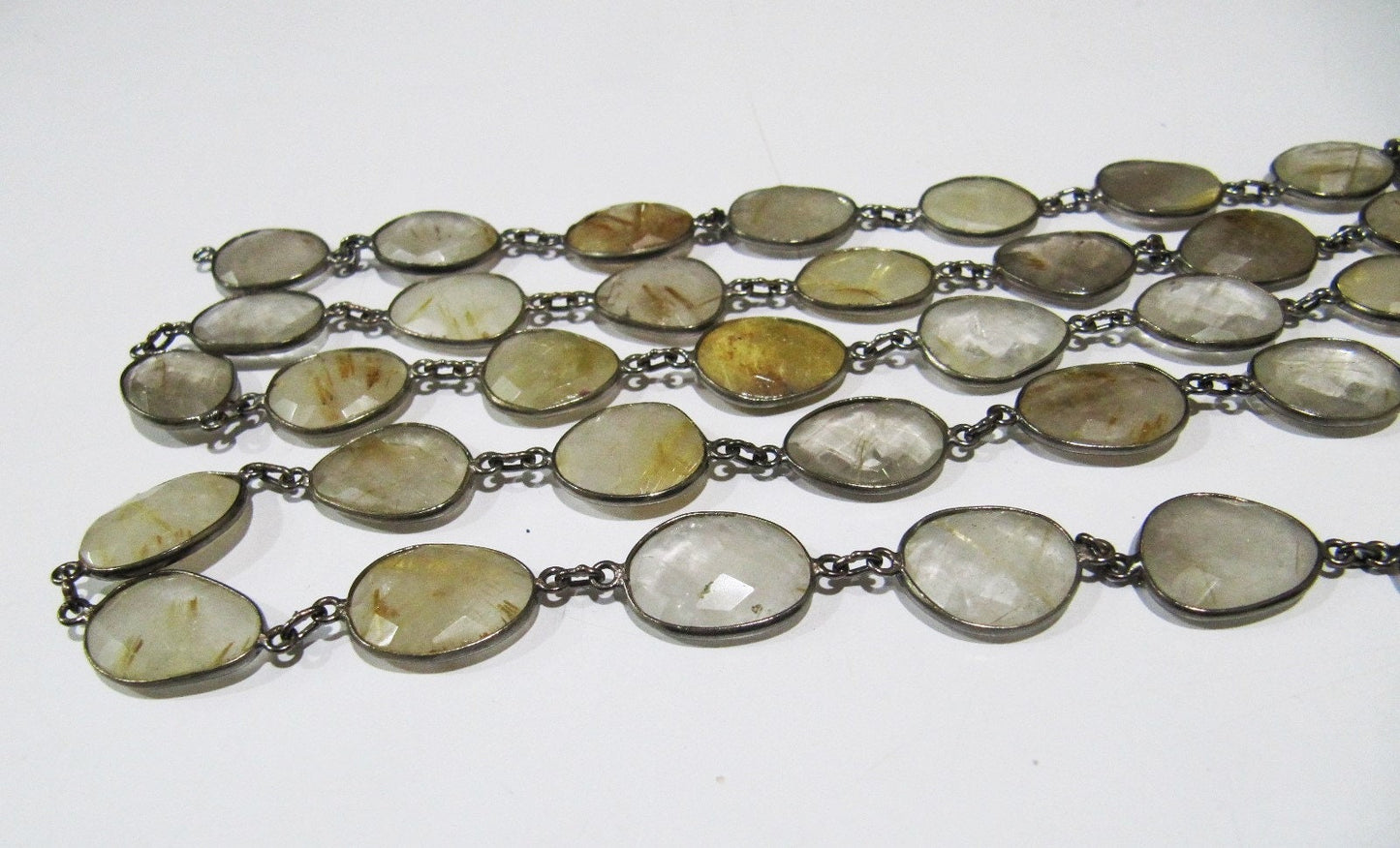 Natural Golden Rutilated Quartz Nugget Briolette Connector Chain Uneven Free Shape 12 to 17mm Sold Per Foot High quality Stones
