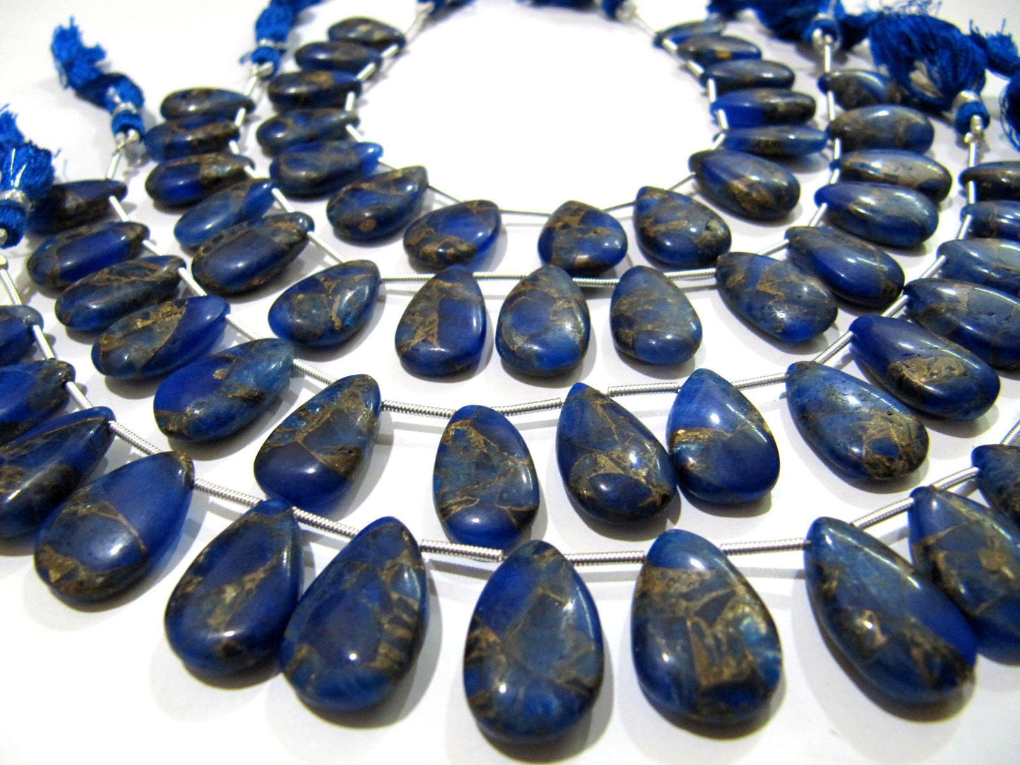 Blue Lapis Oyster Copper Turquoise Pear Shape Smooth Plain Size 10x16To12x20mm Blue Color shaded Beads Strand 8 inches Long Sold Per Strand