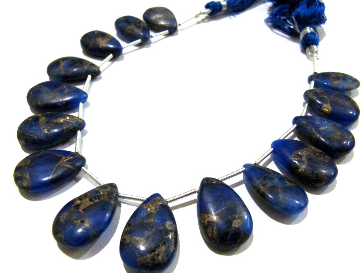 Blue Lapis Oyster Copper Turquoise Pear Shape Smooth Plain Size 10x16To12x20mm Blue Color shaded Beads Strand 8 inches Long Sold Per Strand