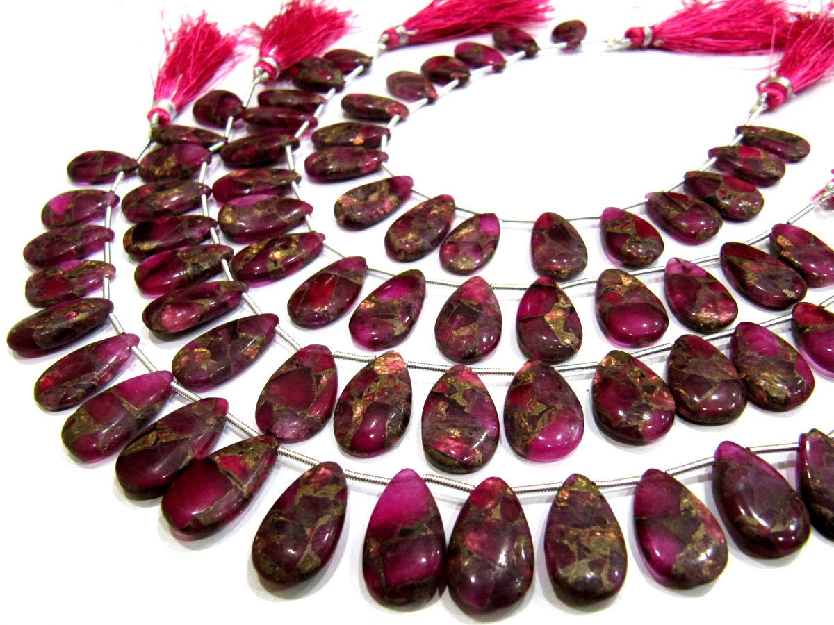 Pink Oyster Turquoise Pear Shape Smooth Plain Size 10x16 To 12x20mm Pink Color shaded Beads Strand 8 inches Long Sold Per Strand