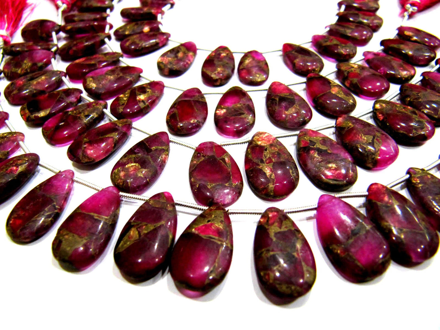 Pink Oyster Turquoise Pear Shape Smooth Plain Size 10x16 To 12x20mm Pink Color shaded Beads Strand 8 inches Long Sold Per Strand