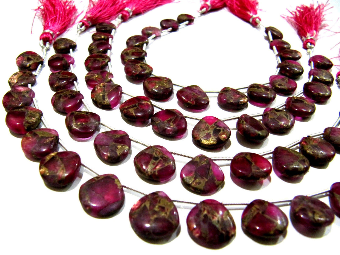 Pink Oyster Turquoise Heart Shape Smooth Plain Size 12mm Pink Color Beads Strand 8 inch Long Sold Per Strand Wholesale Price