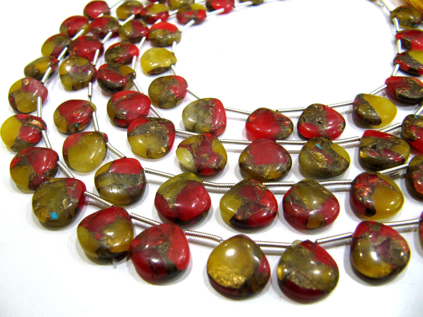 Natural Oyster Turquoise Heart Shape Smooth Plain 12mm Multi Color Copper Turquoise Beads Strand 8 inch Long Sold Per Strand Wholesale Price