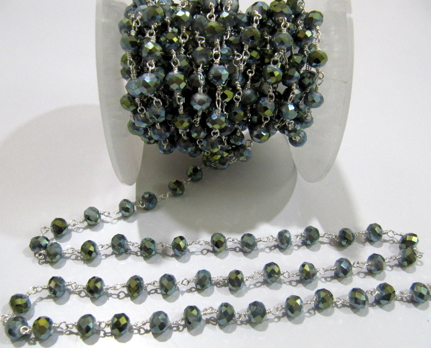 Peacock Pyrite Rondelle 6mm Faceted Beaded Rosary Chain Sold Per Foot High Quality Wholesale Price Jewelry making chain