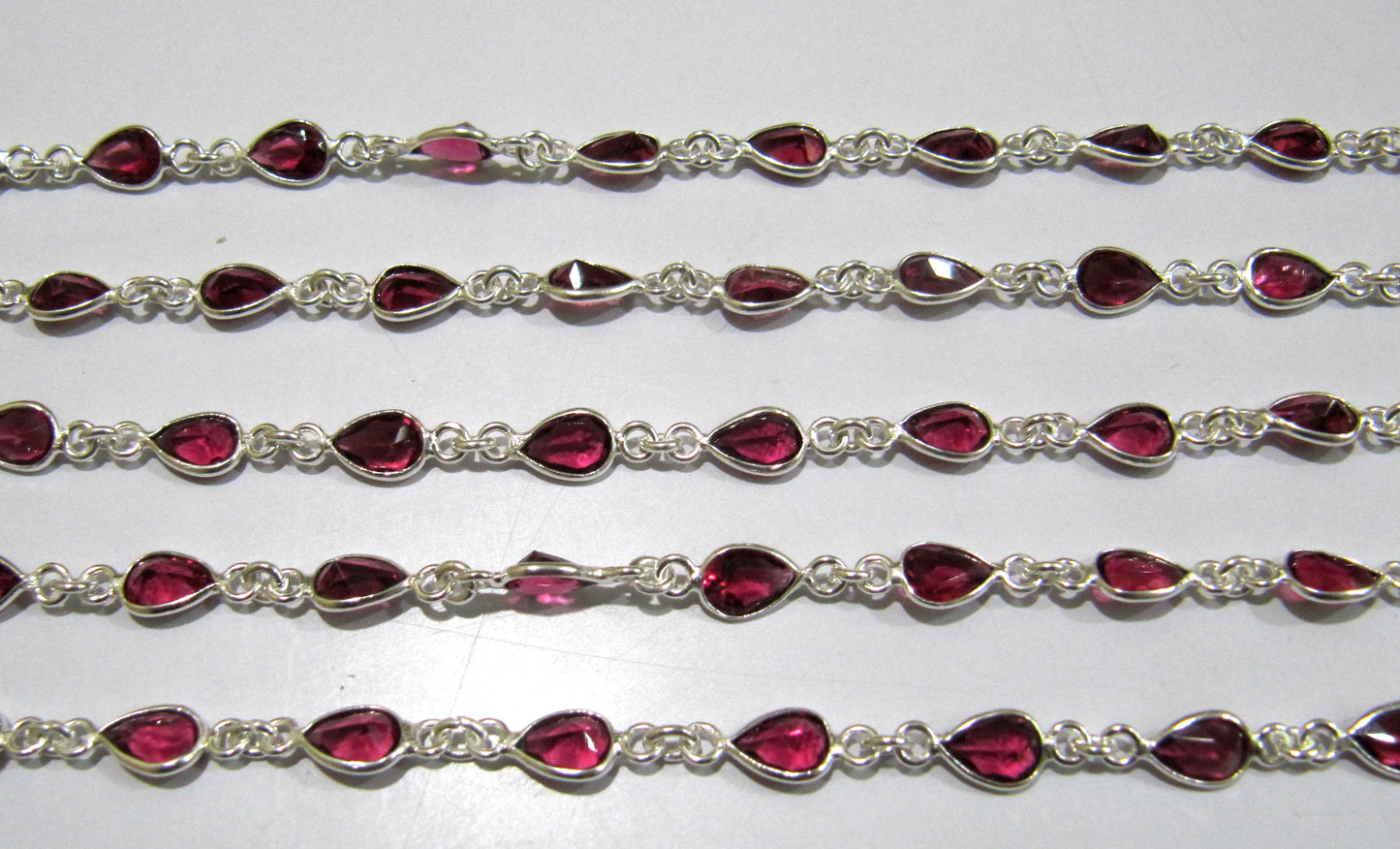 Ruby Quartz Pear Shape Size 6x8 mm Bezel Connector Plated Gemstone Chain Sold Per Foot High Quality Wholesale Prices Jewelry Making chain