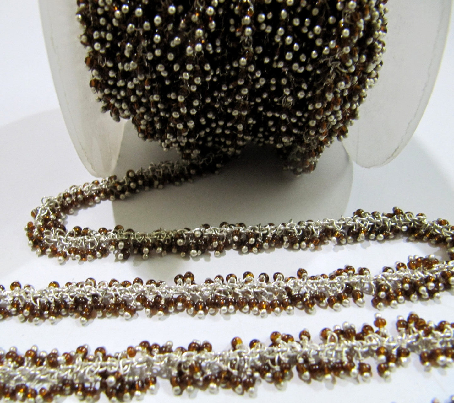 Hessonite Garnet Plain Smooth 2mm Beads chain sold per foot Handmade Wire Wrapped Beaded Gemstone Dangling Chain sold per Foot