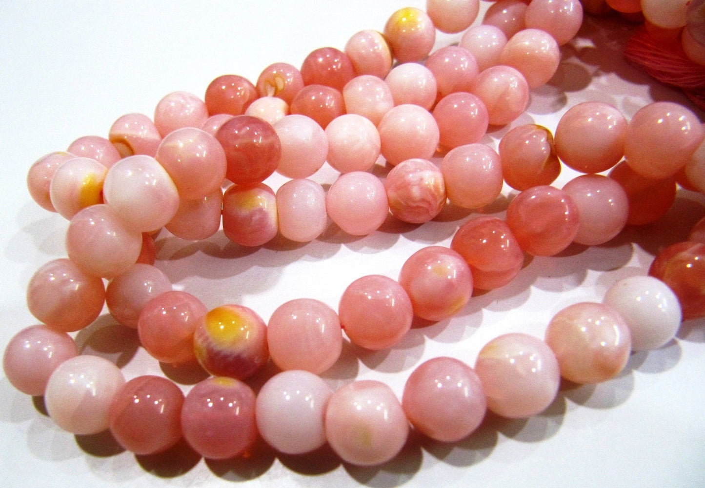 Natural Peruvian Pink Opal Round ball Shape 8 to 9mm beads sold per strand 8 inches Semi Precious Gemstone Wholesale Price Sold per strand