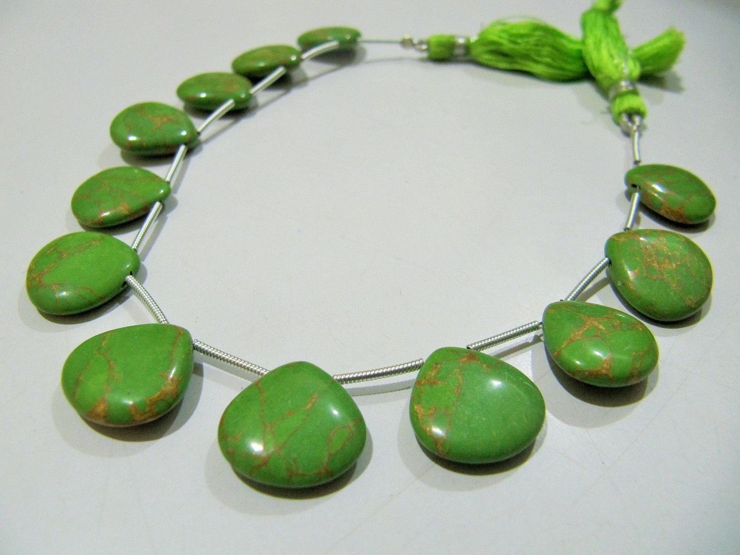 AAA Quality Green Copper Turquoise Heart Shape Plain Smooth Size 14-15mm Beads Strand 8 inches Long Sold Per Strand 12 Beads Per Strand