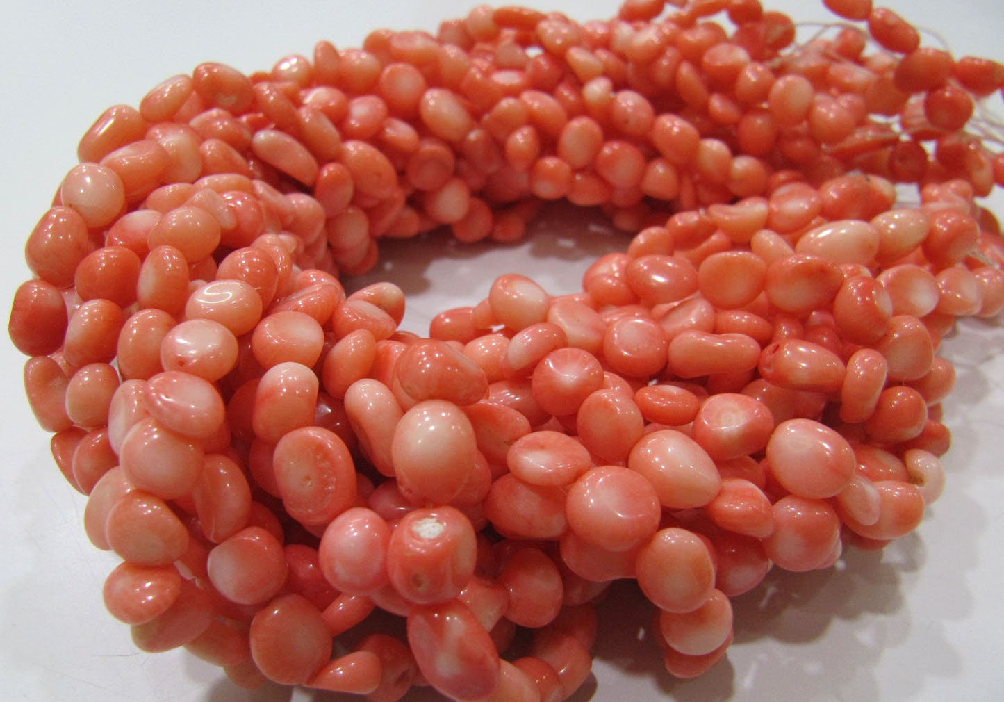 Natural Pink Coral Nugget Free Shape Tumbled 6mm To 8mm Beads Strand 16 Inches Long Jewelry Making Beads Sold Per Strand Wholesale Prices