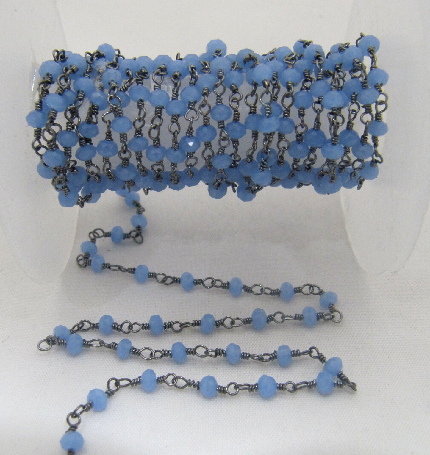 3- Feet Blue Chalcedony Rondelle 6mm Hydro Quartz Faceted Beaded Rosary Chain High Quality Wholesale Price Jewelry making chain