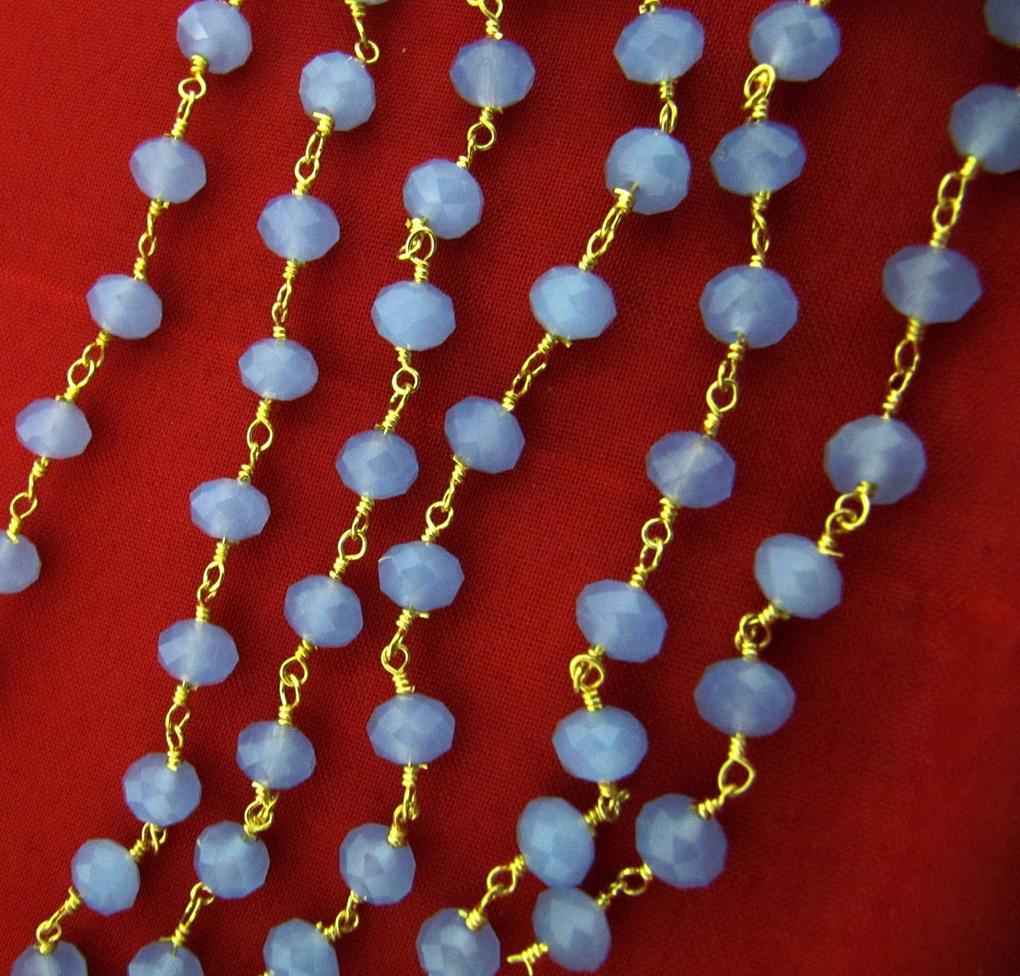 3- Feet Blue Chalcedony Rondelle 6mm Hydro Quartz Faceted Beaded Rosary Chain High Quality Wholesale Price Jewelry making chain