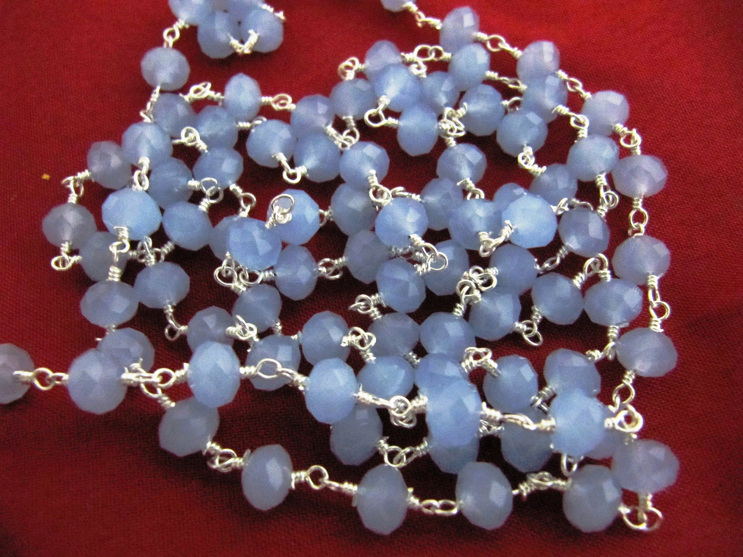 3- Feet Blue Chalcedony Rondelle 6mm Hydro Quartz Faceted Beaded Rosary Chain High Quality Wholesale Price Jewelry making chain