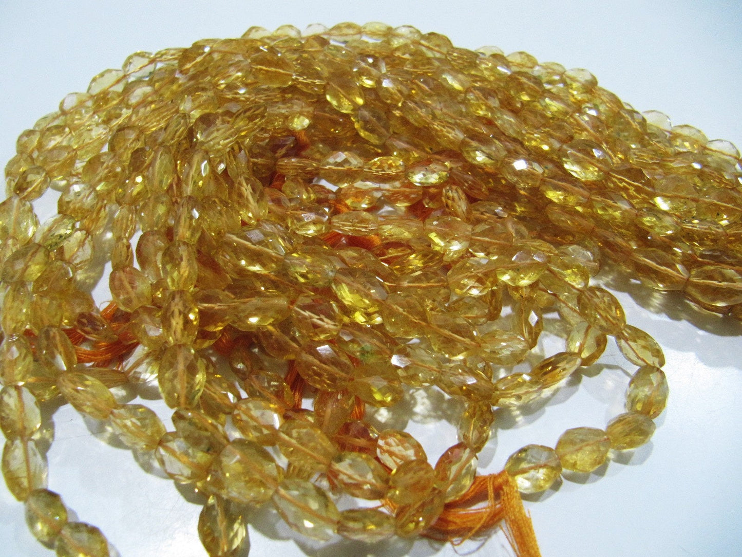 Natural Citrine Oval Faceted Beads Genuine Citrin Briolette Beads Size 7x9mm to 9x12mm 8 inches Long sold per Strand in Wholesale Rates