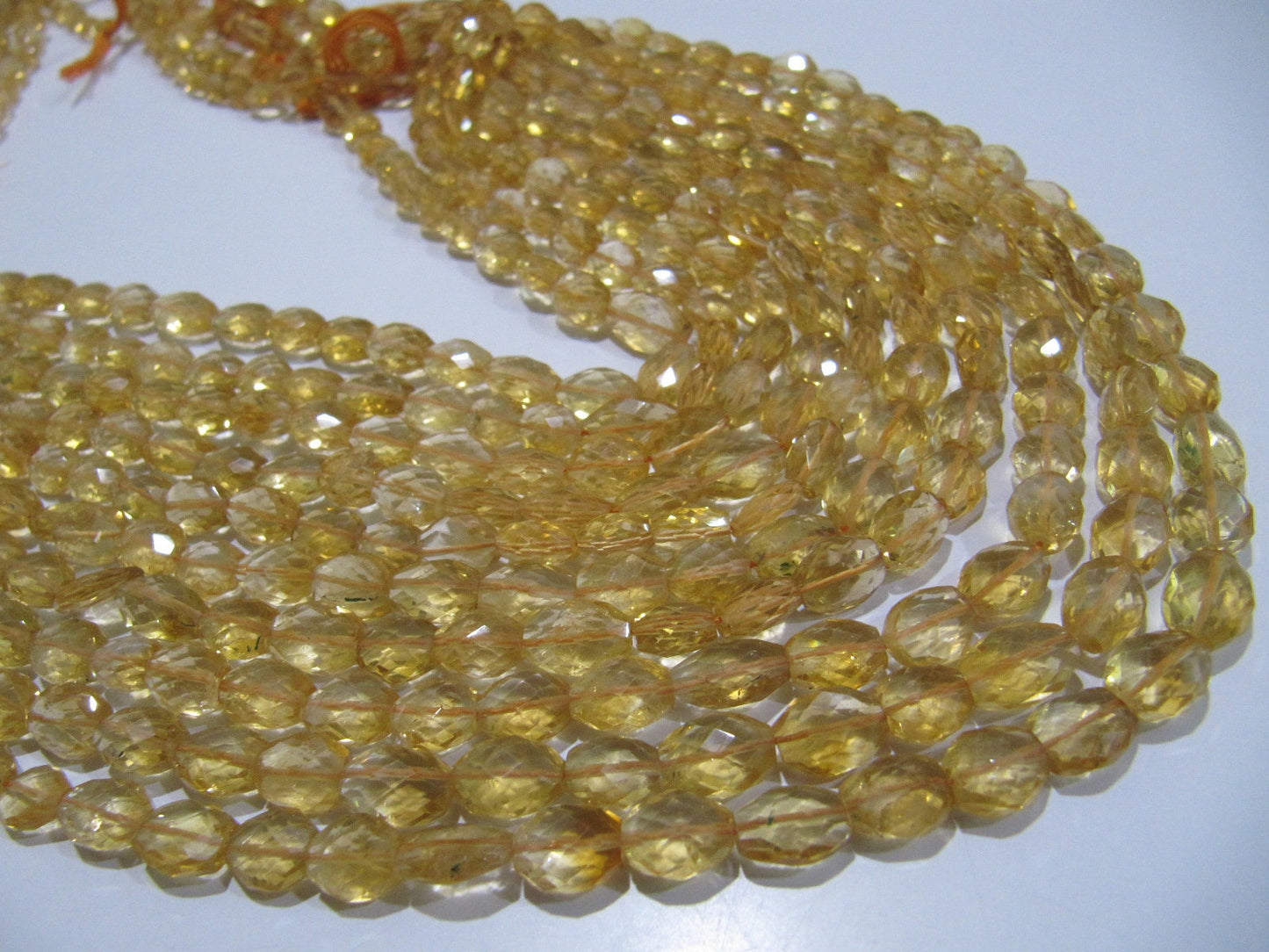 Natural Citrine Oval Faceted Beads Genuine Citrin Briolette Beads Size 7x9mm to 9x12mm 8 inches Long sold per Strand in Wholesale Rates