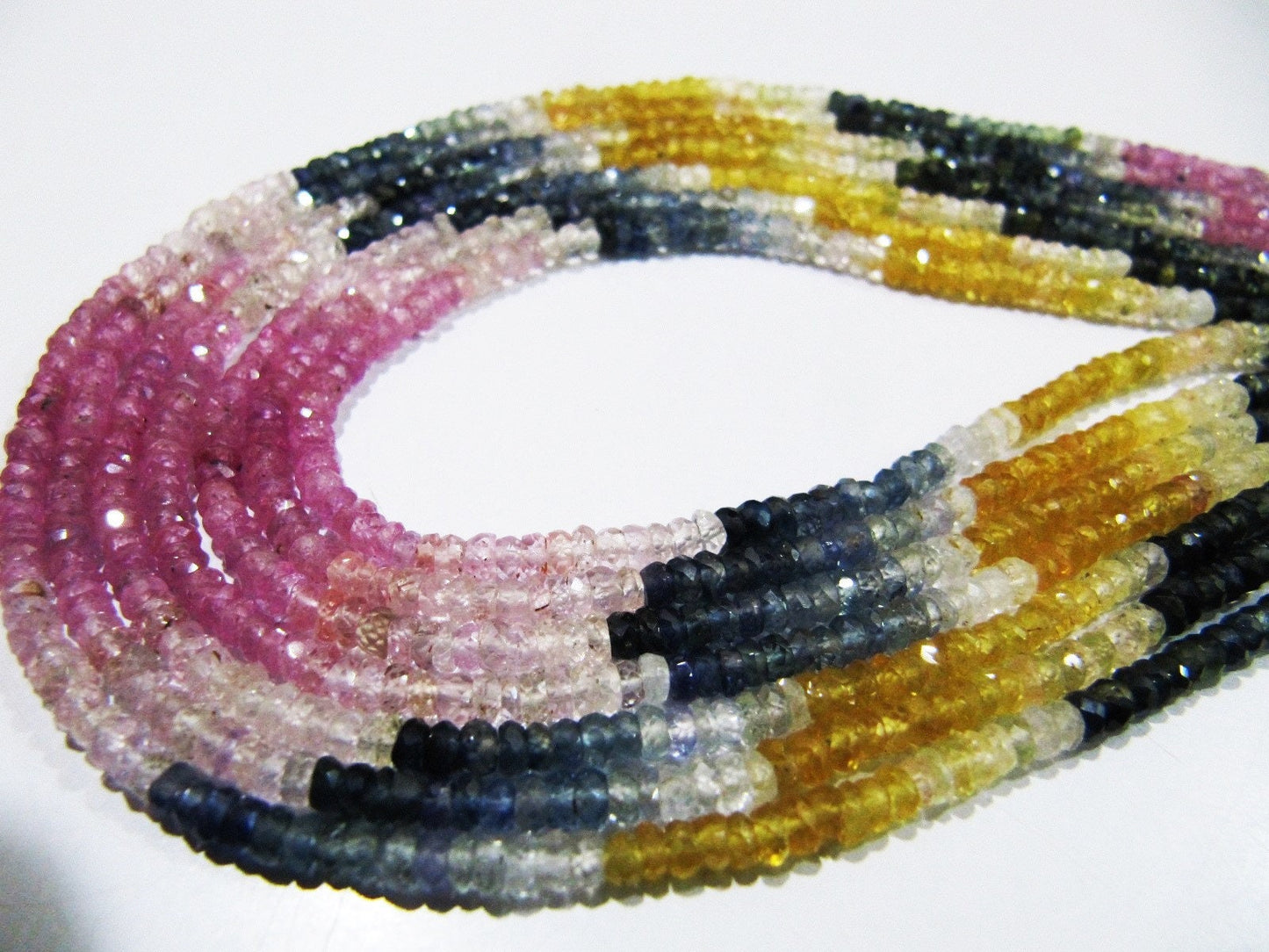 Natural Multi Sapphire Rondelle Faceted 3.5 To 4 mm Beads Gemstone AAA Quality Multi Color Beads Precious Jewelry Making Beads