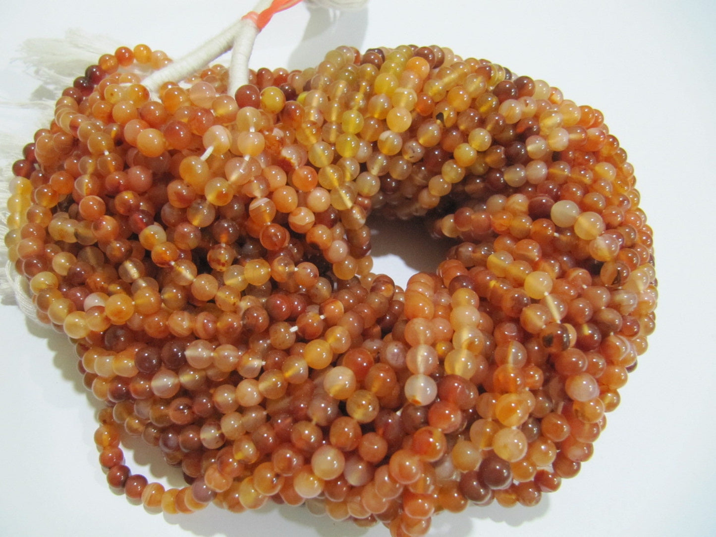 Natural Carneline Round Plain Smooth 5 mm Shaded color Beads Orange Colour Beads For Jewelry Making Sold Per Strand 13 Inches Long