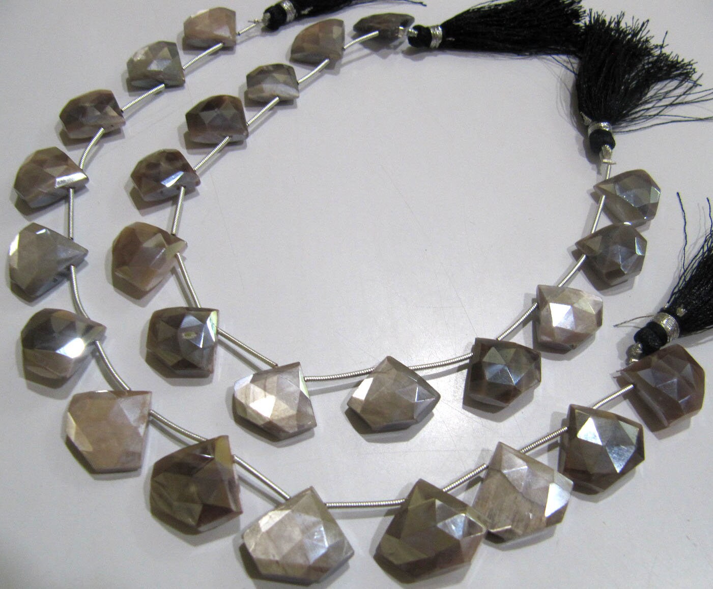 Natural Grey Moonstone AB Mystic Coated Diamond Shape 15-16To17-18mm Grey Beads Strand 10 Inches Long Jewelry Making Beads Sold Per Strand