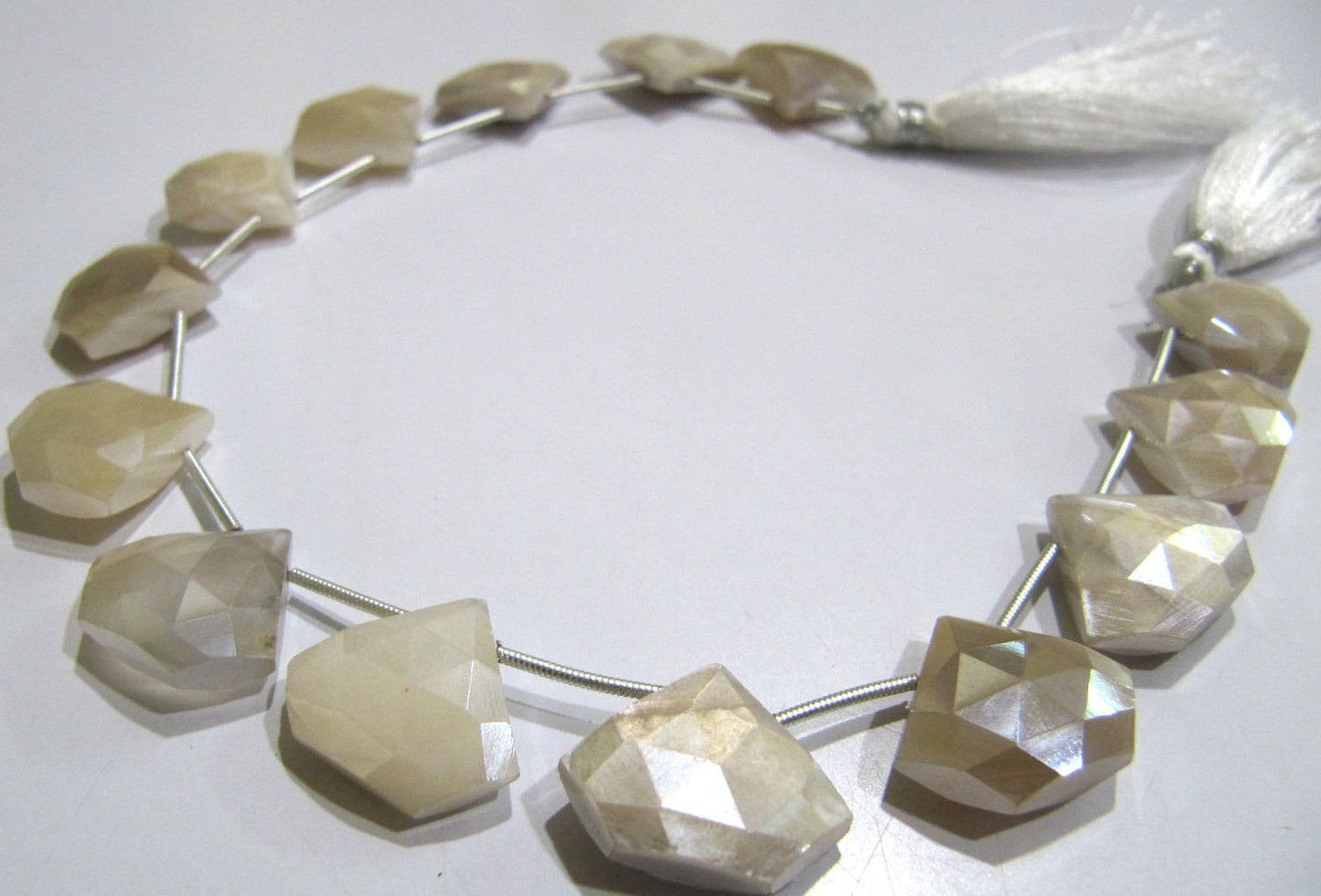 Natural White Moonstone AB Mystic Coated Diamond Shape 15-16 To 17-18mm Beads Strand 10 Inches Long Jewelry Making Beads Sold Per Strand
